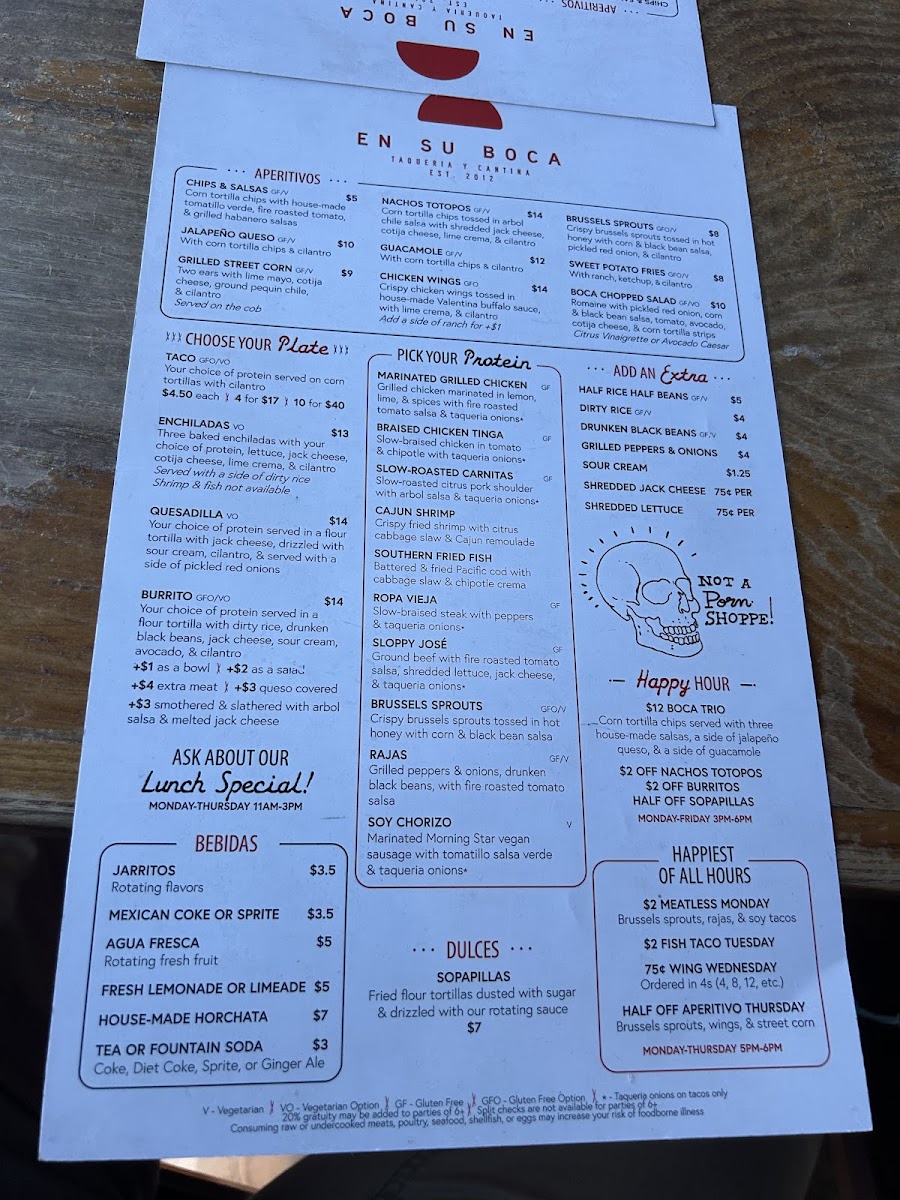 En Su Boca Menu - Image 1